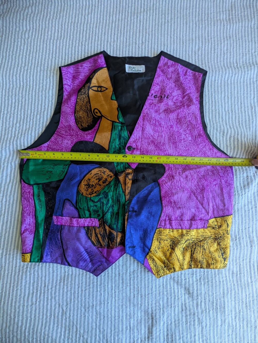 Vintage Etienne Aigner Pink Multicolor Abstract Art Vest - XL